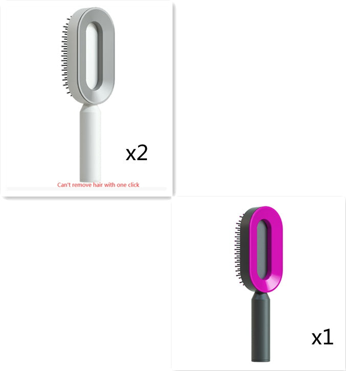 فرشاة شعر ذاتية التنظيف بضغطة واحدة مضادة للكهرباء لمساج فروة الرأس | Self Cleaning Hair Brush One-key Cleaning Anti-Static Airbag Massage Scalp Comb