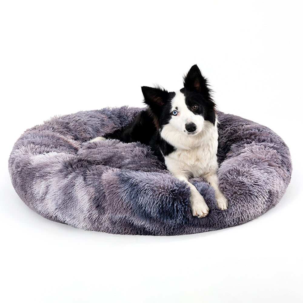 سرير كلاب دونات فخم ناعم ودافئ للحيوانات الأليفة | Fluffy Donut Dog Bed Warm Soft Long Plush Pet Cushion