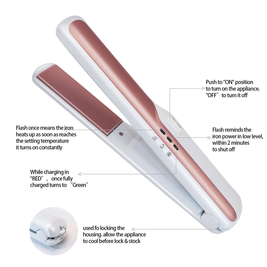 مكواة شعر لاسلكية بشحن USB | USB Wireless Charging Hair Straightener