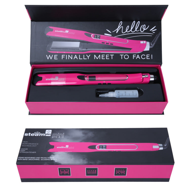 مكواة شعر بخار ميني للفرد والتمويج | Mini Steam Splint Spray Steam Hair Straightener For Curling Or Straightening