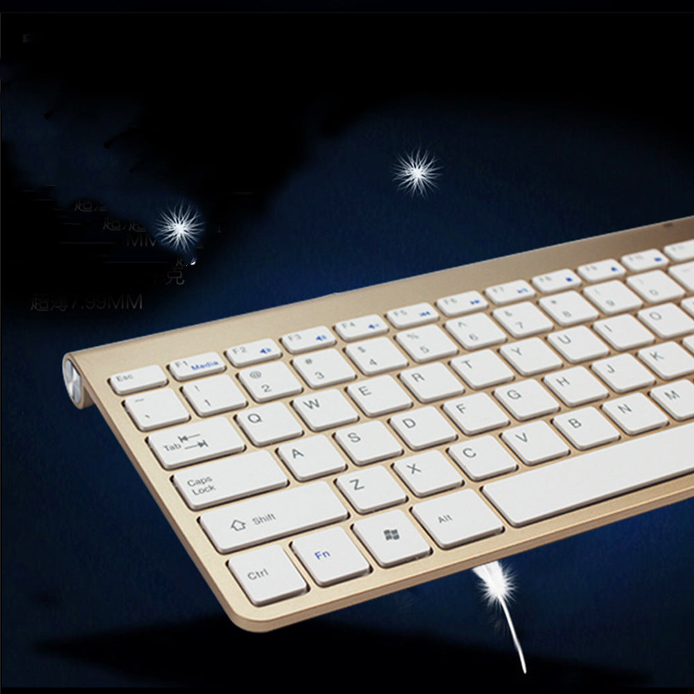 طقم كيبورد وماوس لاسلكي 2.4G محمول لللابتوب والتلفزيون الذكي | 2.4G Wireless Keyboard And Mouse Portable Mini Combo Set For Laptop Mac Desktop PC Smart TV PS4