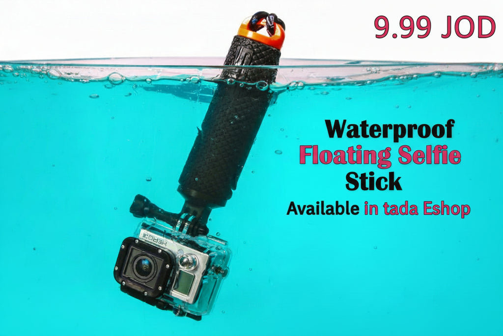 Action camera with an underwater housing device floating on water surface