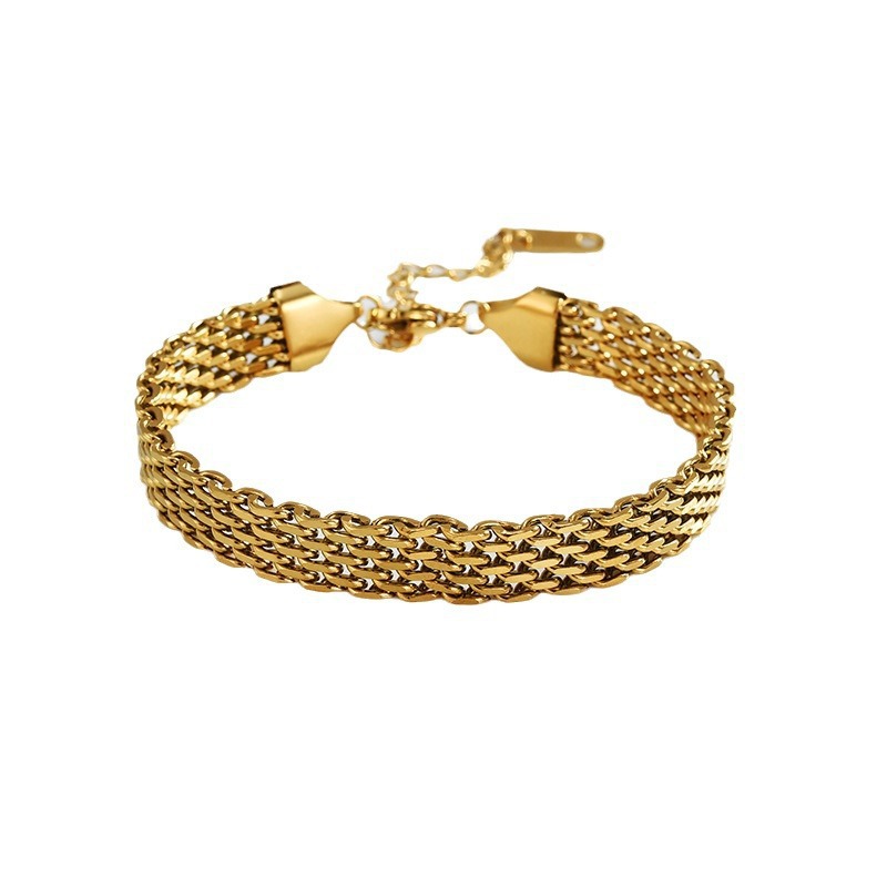 سوار سلسلة نسائي ذهبي/فضي | Women's Chain Bracelet Business Casual Golden Silver
