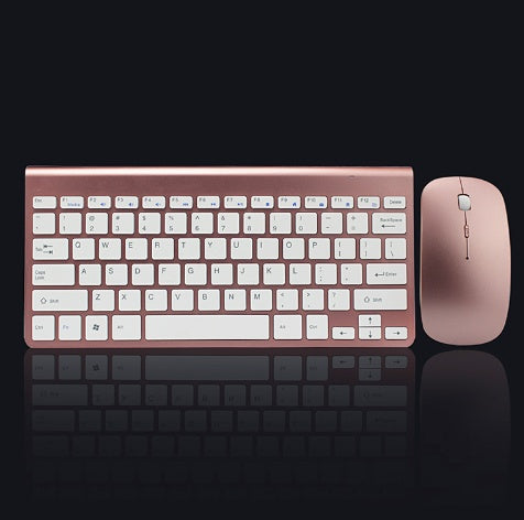 طقم كيبورد وماوس لاسلكي 2.4G محمول لللابتوب والتلفزيون الذكي | 2.4G Wireless Keyboard And Mouse Portable Mini Combo Set For Laptop Mac Desktop PC Smart TV PS4