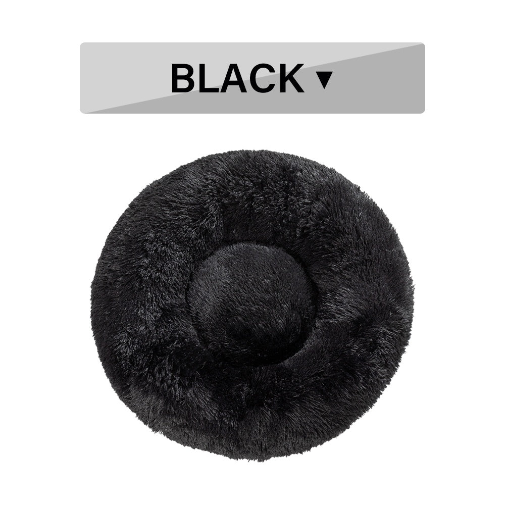 سرير كلاب دونات فخم ناعم ودافئ للحيوانات الأليفة | Fluffy Donut Dog Bed Warm Soft Long Plush Pet Cushion