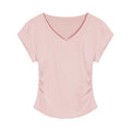 تيشيرت نسائي بياقة V وأكمام قصيرة | V-neck Short-sleeved Shoulder T-shirt Design Tight Waist Bottoming Shirt