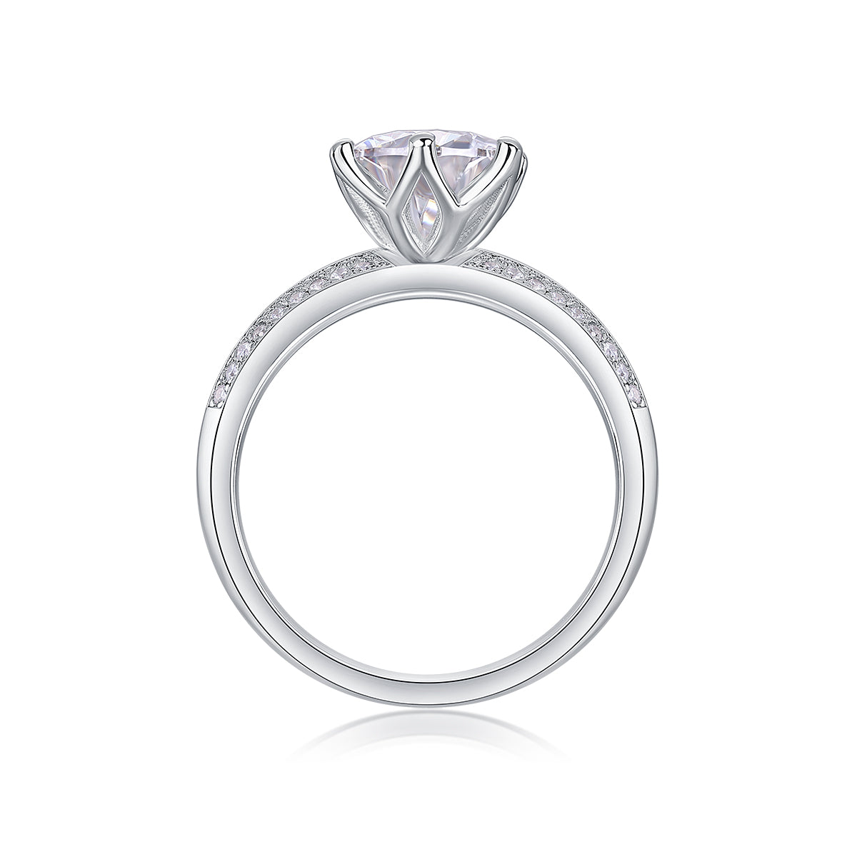 طقم خاتم زفاف موازانيت 2 قيراط فضة S925 مطلي بلاتين | Happiness Like A Flower - 2-Carat Moissanite Wedding Ring Set S925 Platinum-Plated