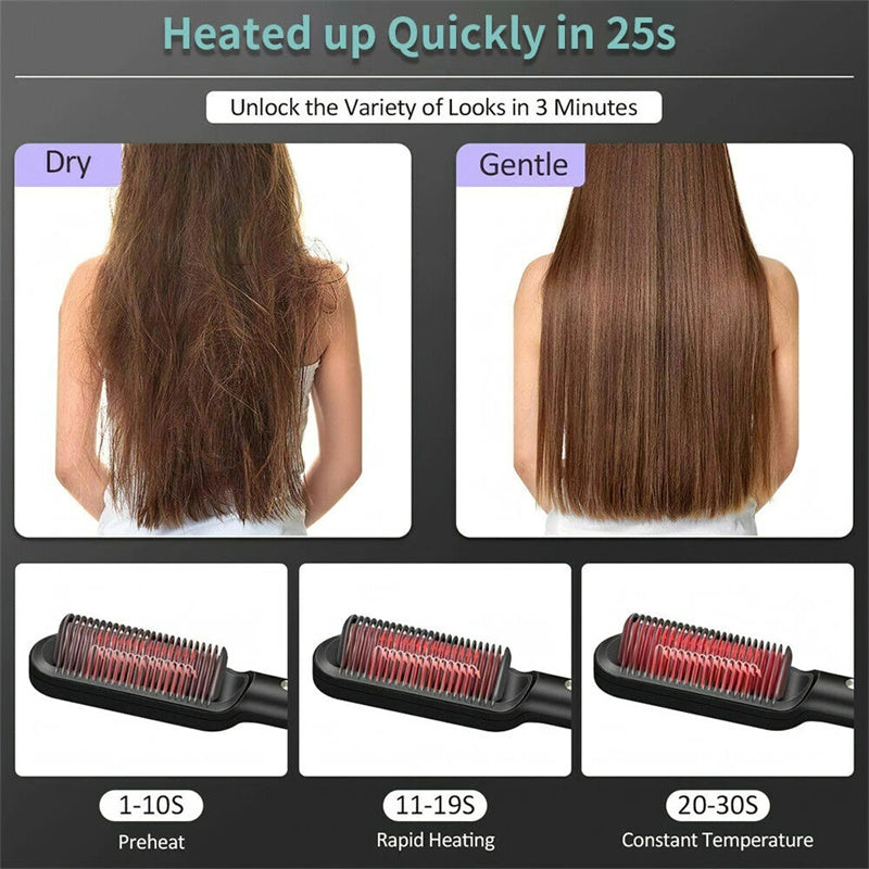 مكواة شعر 2 في 1 مع تجعيد | New 2 In 1 Hair Straightener Hot Comb Curling Tong Electric Hair Brush