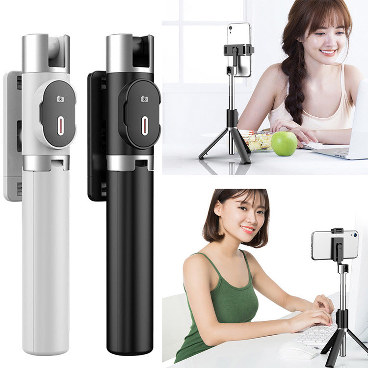 Compatible with Apple, Bluetooth Fill Light Selfie Stick Mobile Phone Integrated Tripod | عصا سيلفي بلوتوث مع إضاءة تصوير حامل ثلاثي متكامل للهواتف