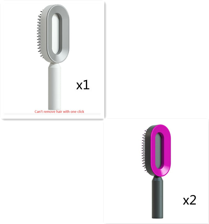 فرشاة شعر ذاتية التنظيف بضغطة واحدة مضادة للكهرباء لمساج فروة الرأس | Self Cleaning Hair Brush One-key Cleaning Anti-Static Airbag Massage Scalp Comb