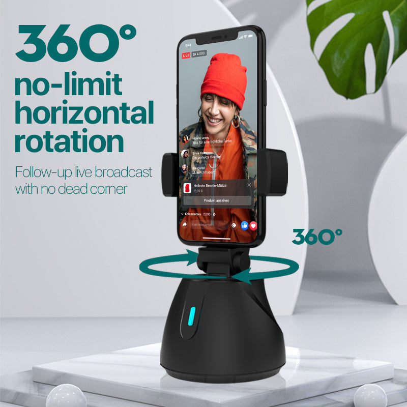 Smart Face Recognition 360-Degree Mobile Phone Holder AI Tracking | حامل هاتف ذكي بتتبع الوجه 360 درجة بالذكاء الاصطناعي