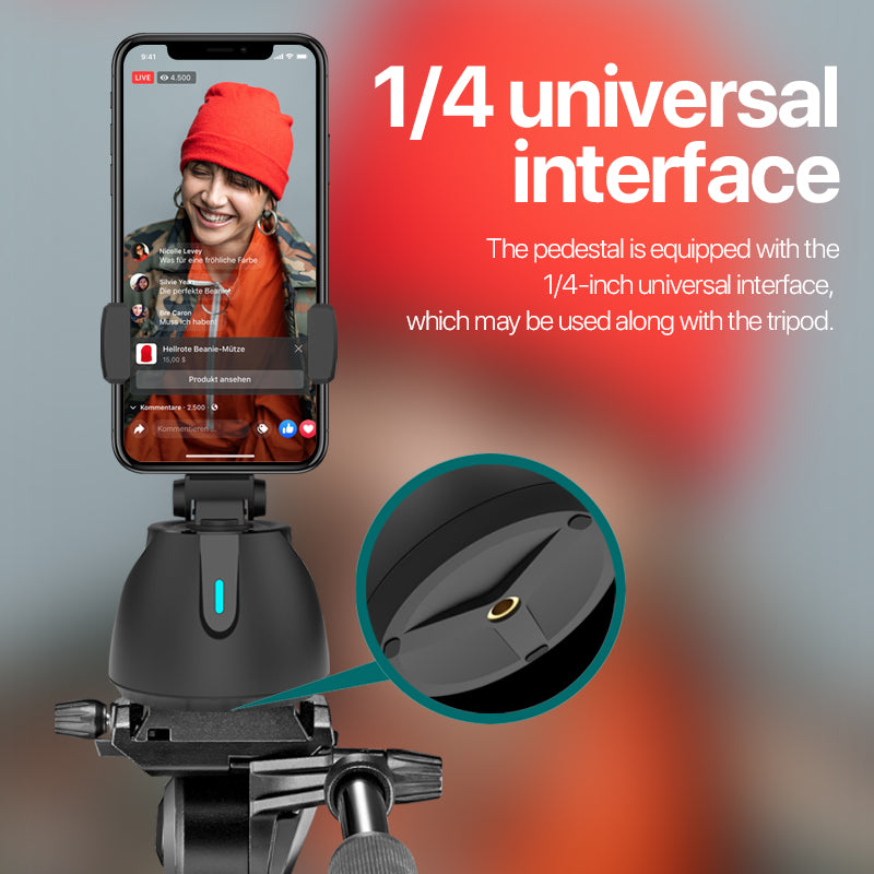 Smart Face Recognition 360-Degree Mobile Phone Holder AI Tracking | حامل هاتف ذكي بتتبع الوجه 360 درجة بالذكاء الاصطناعي