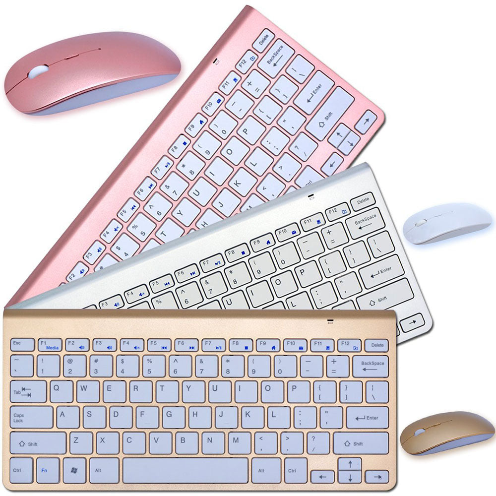 طقم كيبورد وماوس لاسلكي 2.4G محمول لللابتوب والتلفزيون الذكي | 2.4G Wireless Keyboard And Mouse Portable Mini Combo Set For Laptop Mac Desktop PC Smart TV PS4