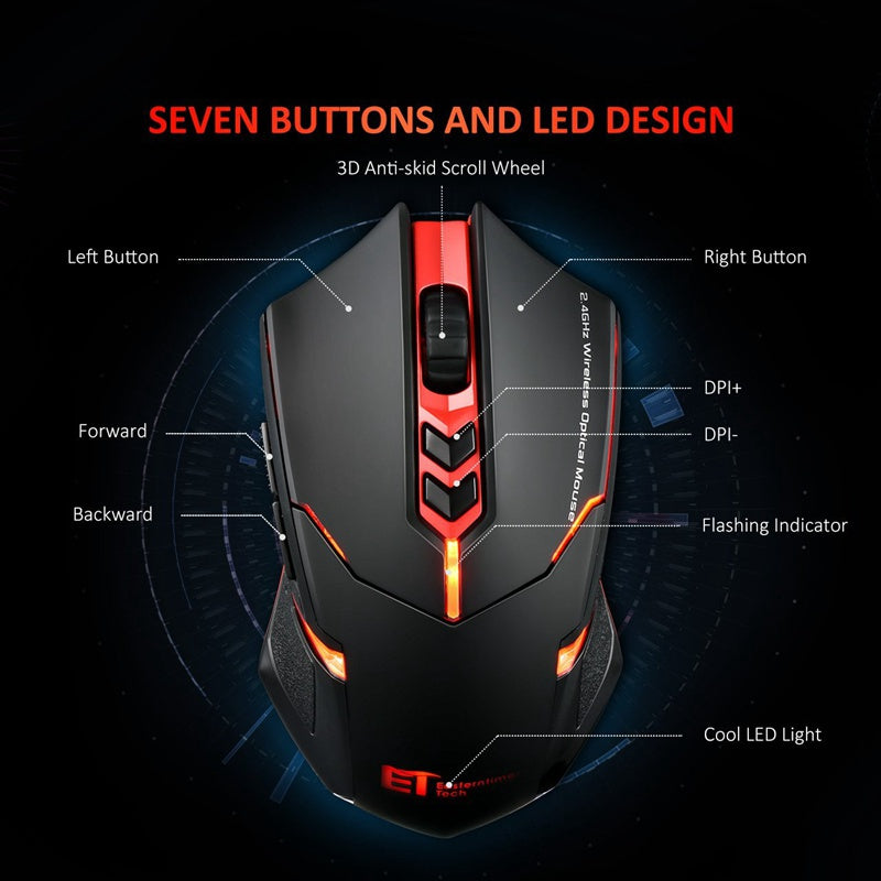 ماوس لاسلكي صامت مضيء موفر للطاقة | Power-Saving Silent Luminous Wireless Mouse