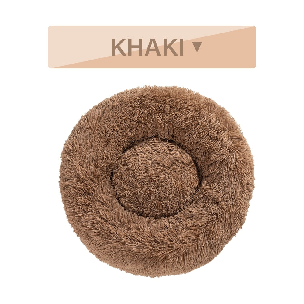 سرير كلاب دونات فخم ناعم ودافئ للحيوانات الأليفة | Fluffy Donut Dog Bed Warm Soft Long Plush Pet Cushion