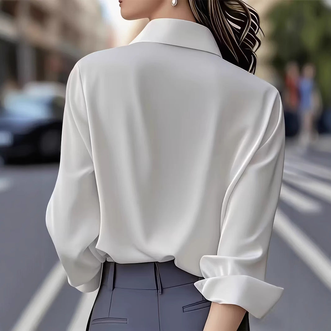 قميص عمل رسمي احترافي بأكمام طويلة وأزرار كبس | Long-sleeve Professional Formal Work Uniform Snap-button Shirt
