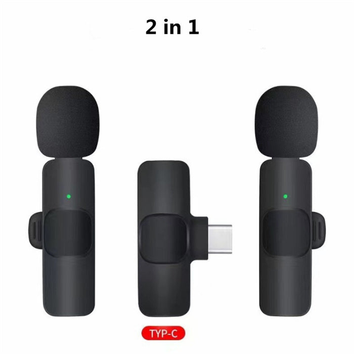 ميكروفون لافالير لاسلكي محمول للتسجيل الصوتي والمرئي | Wireless Lavalier Microphone Portable Audio Video Recording Mini Mic