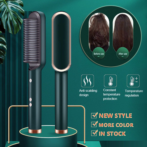 مكواة شعر 2 في 1 مع تجعيد | New 2 In 1 Hair Straightener Hot Comb Curling Tong Electric Hair Brush