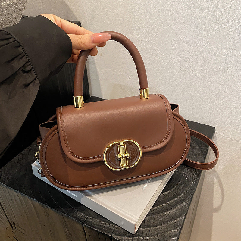 حقيبة توت ريترو مات فاخرة مع حقيبة دائرية صغيرة سحاب | Premium Retro Matte Tote Bag Autumn Crossbody Mini Round Bag