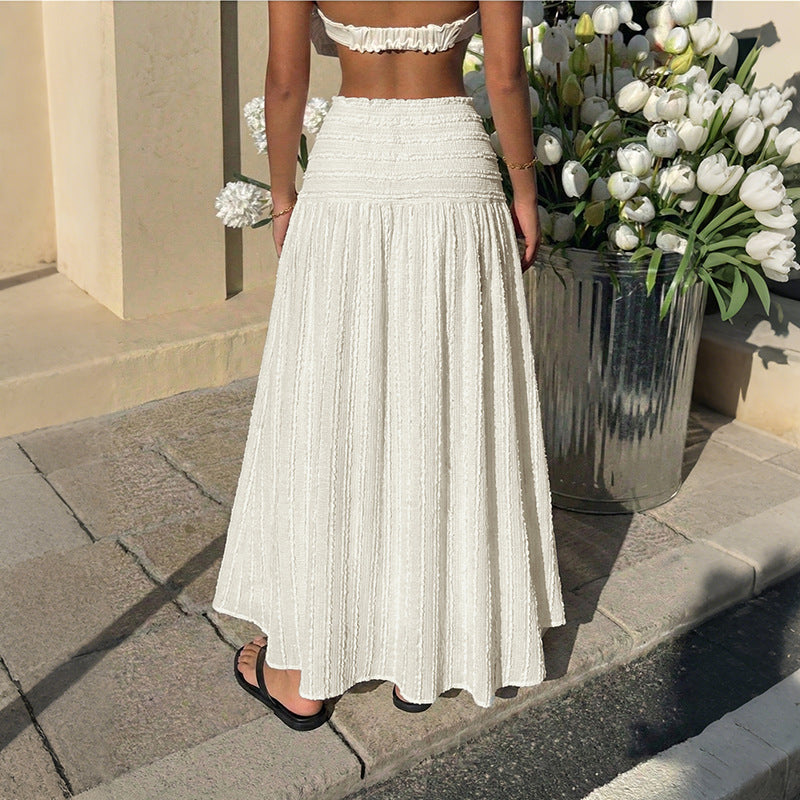 تنورة نسائية عصرية بلون سادة بخصر مطاطي | Womens Fashion Casual Solid-Color Skirt With Elastic Waist
