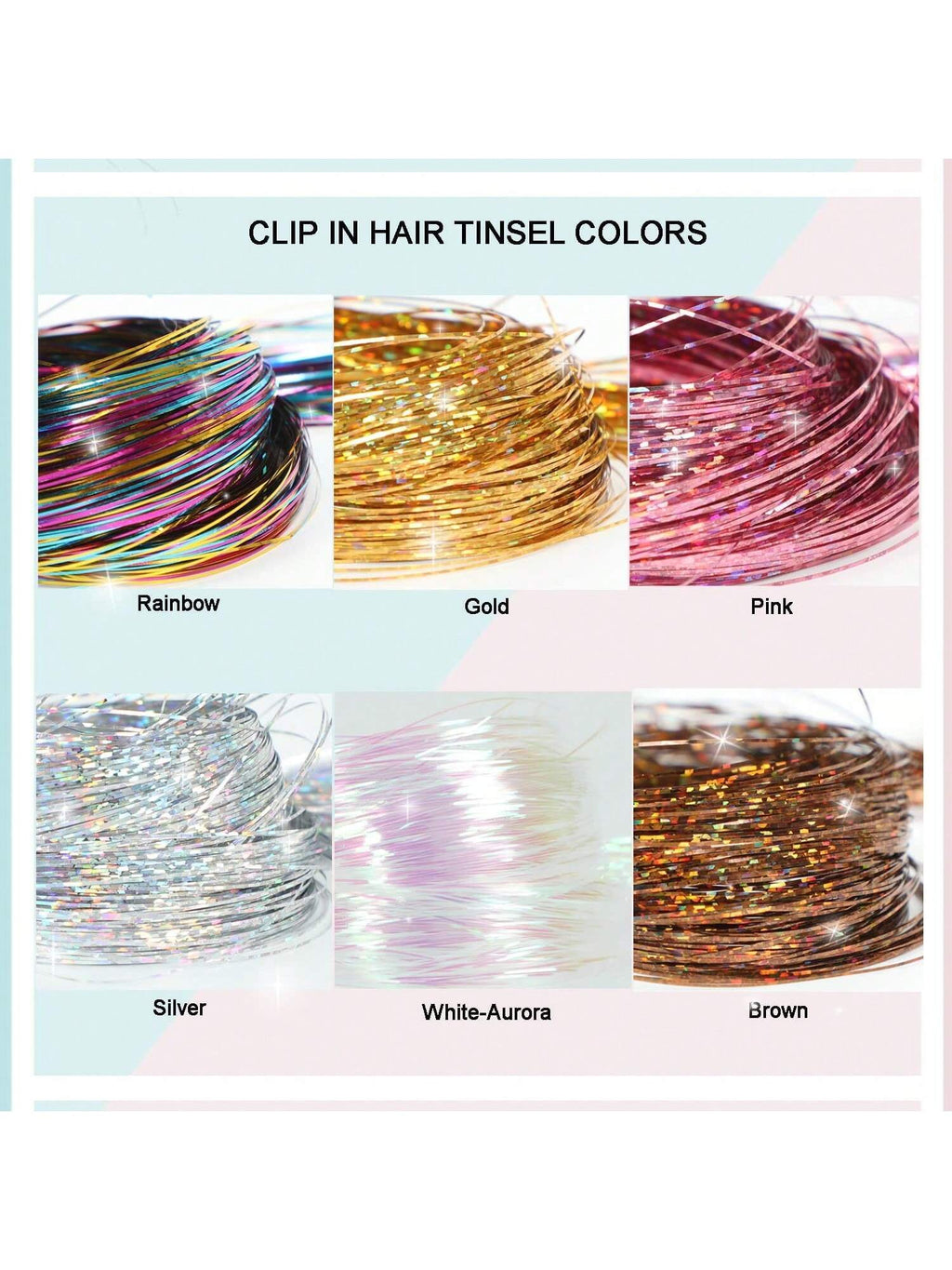 6Pcs Shiny Hair Clips, 23.6 Inch Sequin Hair Extensions Clips, Heat Resistant Glitter Hair Accessories, for Women (Red)