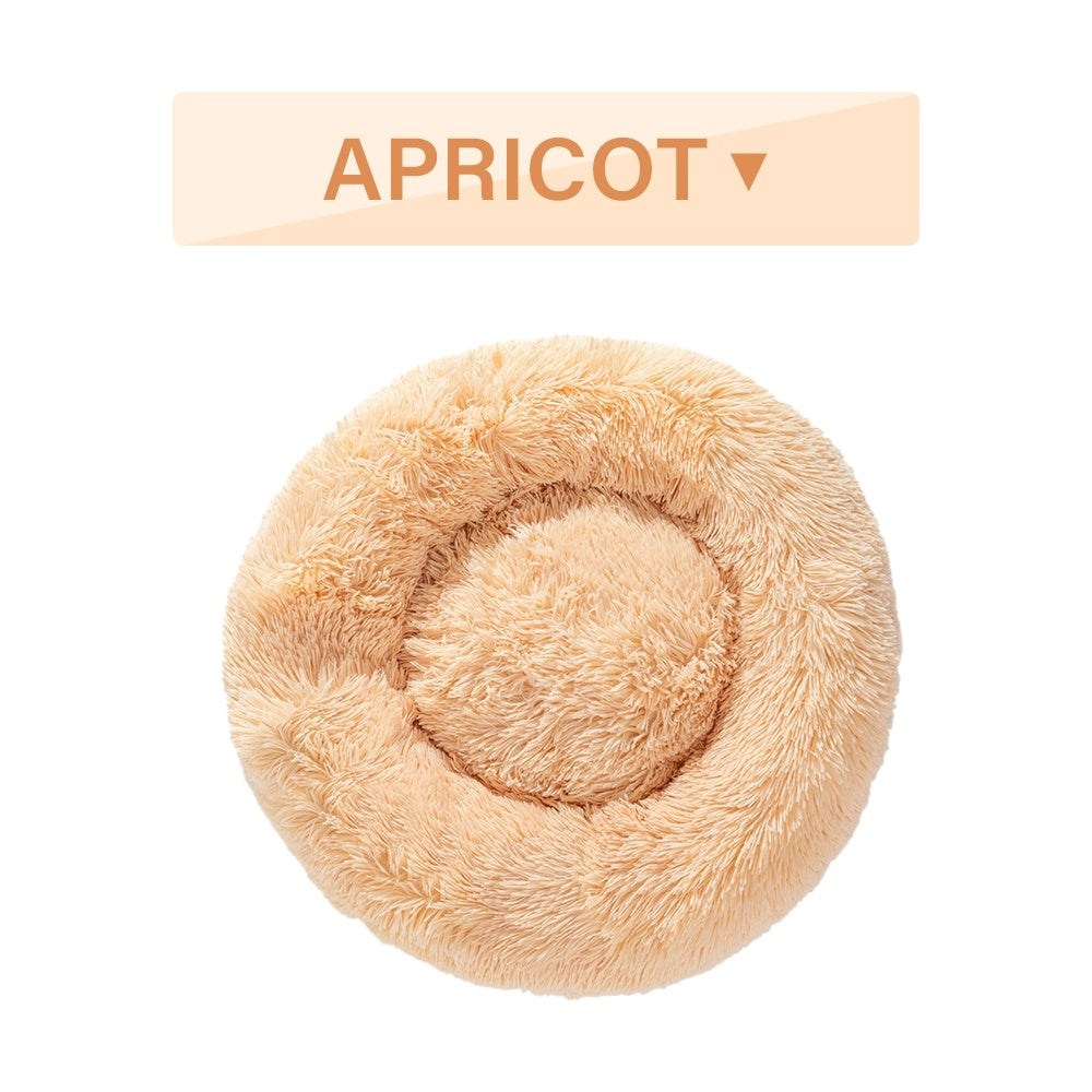 سرير كلاب دونات فخم ناعم ودافئ للحيوانات الأليفة | Fluffy Donut Dog Bed Warm Soft Long Plush Pet Cushion