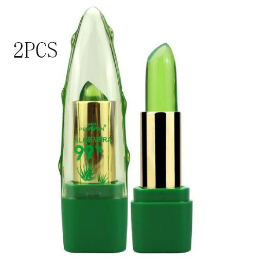أحمر شفاه مغير اللون بالصبار الطبيعي مرطب ومغذي | Aloe Vera Gel Color Changing Lipstick Gloss Moisturizer Anti-drying Lip Care