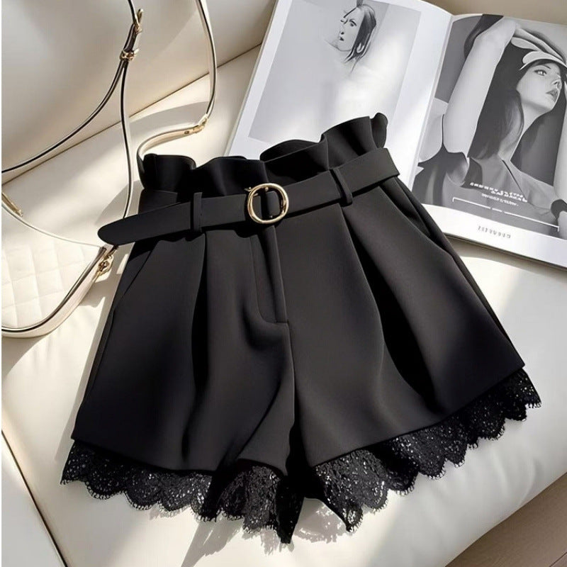 شورت نسائي عالي الخصر كاجوال للقصيرات | High-waisted Casual Shorts Cropped Pants For Petite Women