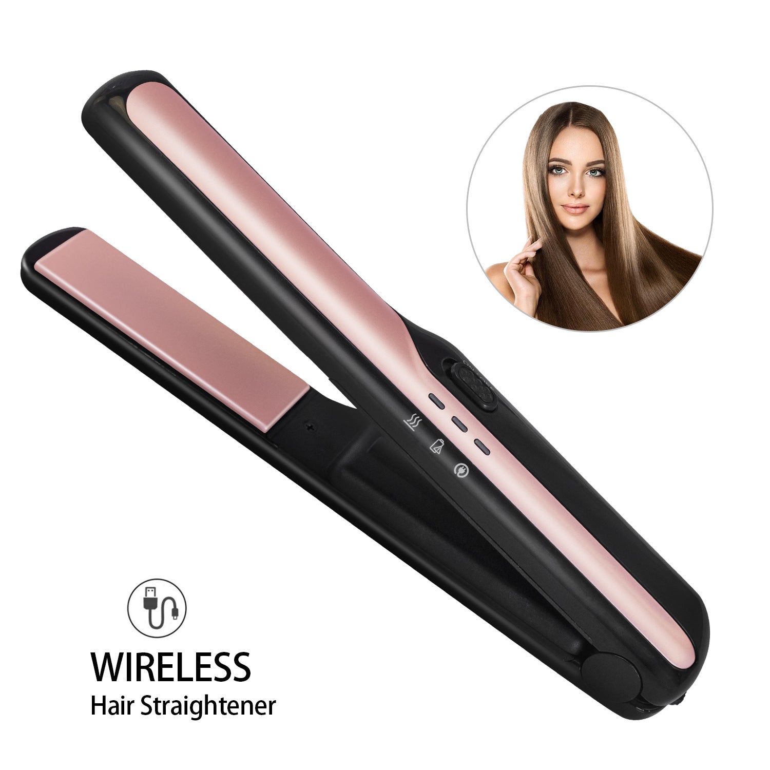 مكواة شعر لاسلكية بشحن USB | USB Wireless Charging Hair Straightener