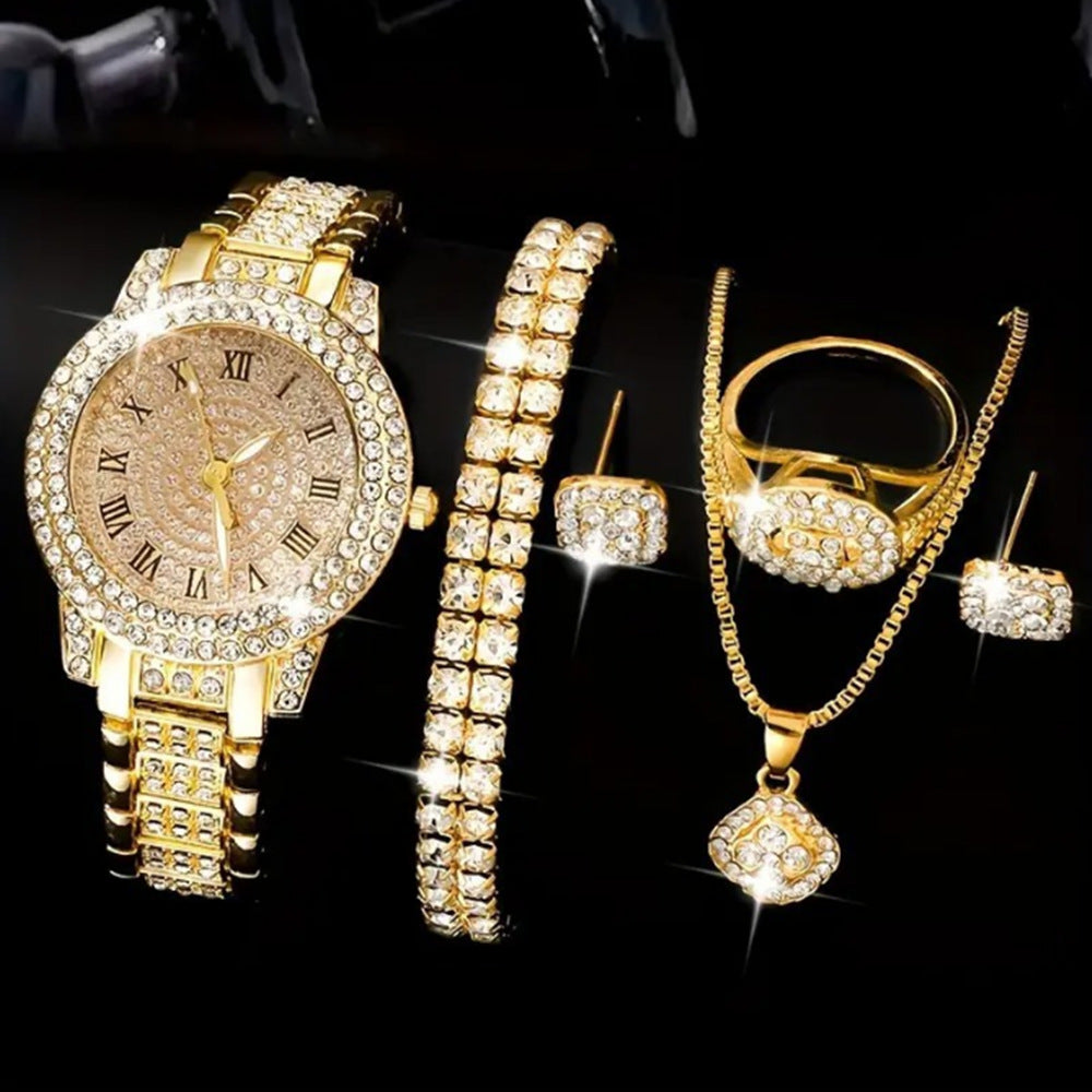 ساعة نسائية فاخرة مرصعة بالكامل بسوار فولاذي | Ladies High-end Watch With Diamond Studded Full Diamond Steel Linked