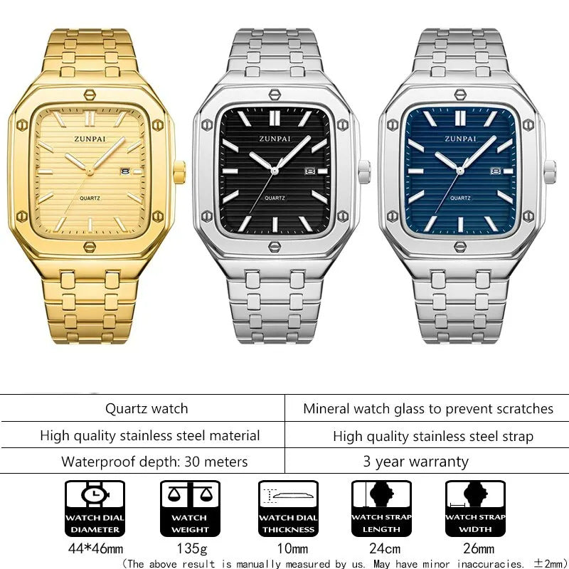 ساعة رجالية مربعة أنيقة من استانلس ستيل | Stylish Mens Stainless Steel Square Watch