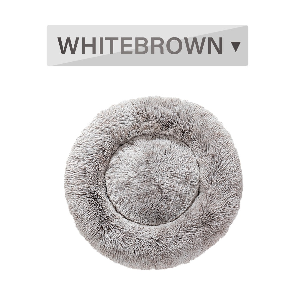 سرير كلاب دونات فخم ناعم ودافئ للحيوانات الأليفة | Fluffy Donut Dog Bed Warm Soft Long Plush Pet Cushion