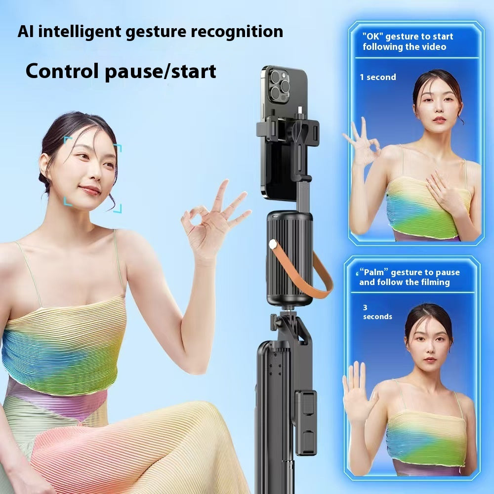 حامل سيلفي ذكي بتقنية التعرف على الوجه AI مع بلوتوث للبث المباشر | Smart AI Face Recognition Mobile Live Streaming Bluetooth Selfie Holder