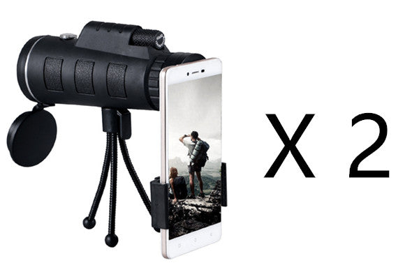 تلسكوب أحادي العين قابل للتكبير مع بوصلة وحامل هاتف وحامل ثلاثي | Monocular Telescope Zoom Scope with Compass Phone Mount Tripod