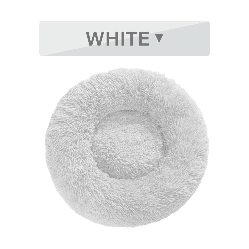 سرير كلاب دونات فخم ناعم ودافئ للحيوانات الأليفة | Fluffy Donut Dog Bed Warm Soft Long Plush Pet Cushion