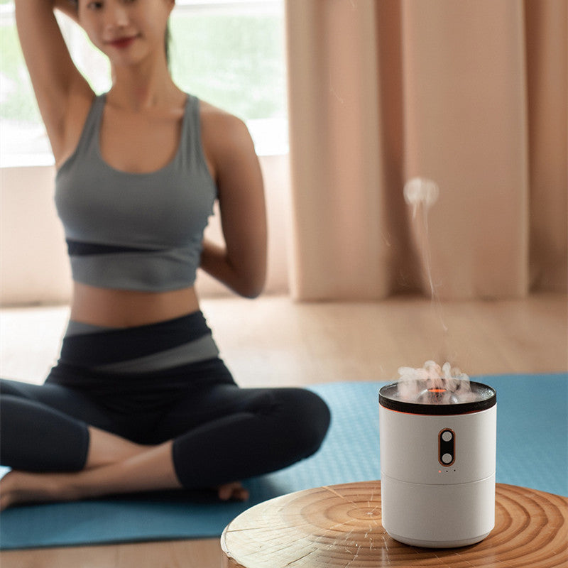 Volcanic Flame Aroma Essential Oil Diffuser USB Portable Jellyfish Air Humidifier Night Light Lamp | موزع زيوت عطرية بلهب بركاني مرطب هواء محمول بإضاءة ليلية
