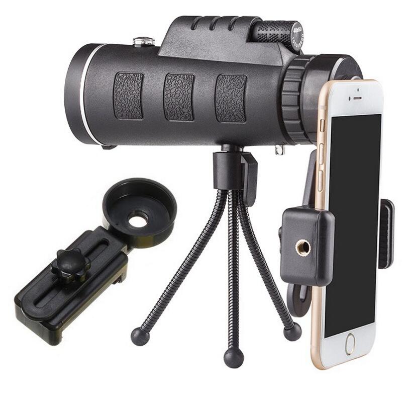 تلسكوب أحادي العين قابل للتكبير مع بوصلة وحامل هاتف وحامل ثلاثي | Monocular Telescope Zoom Scope with Compass Phone Mount Tripod