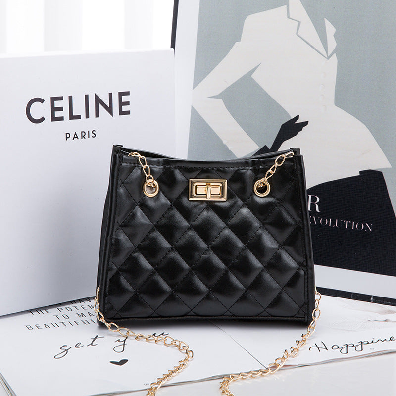 حقيبة كتف صغيرة بسلسلة بخياطة معينية مربعة للنساء | Mini Chain Shoulder Bags Rhombus Sewing Small Square Bags For Women
