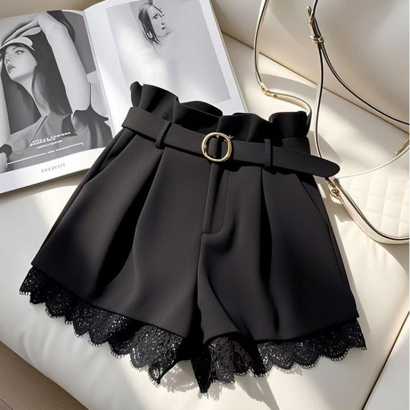 شورت نسائي عالي الخصر كاجوال للقصيرات | High-waisted Casual Shorts Cropped Pants For Petite Women