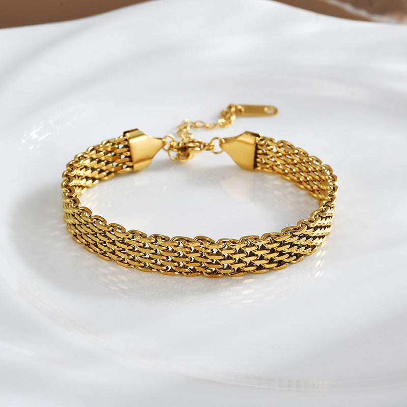 سوار سلسلة نسائي ذهبي/فضي | Women's Chain Bracelet Business Casual Golden Silver