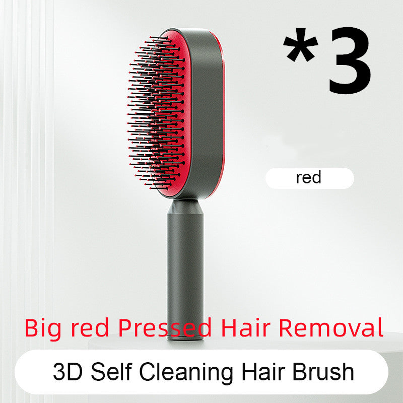 فرشاة شعر ذاتية التنظيف بضغطة واحدة مضادة للكهرباء لمساج فروة الرأس | Self Cleaning Hair Brush One-key Cleaning Anti-Static Airbag Massage Scalp Comb