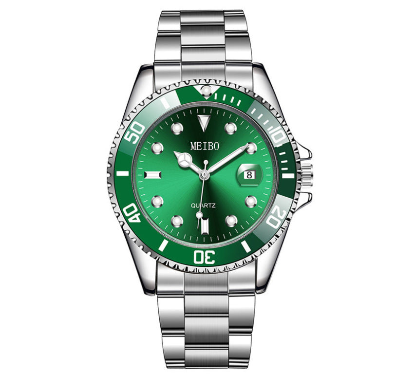 ساعة رجالية بسوار فولاذي وتقويم وعدسة تكبير | Magnifying Glass Calendar Men's Watch With A Steel Strap