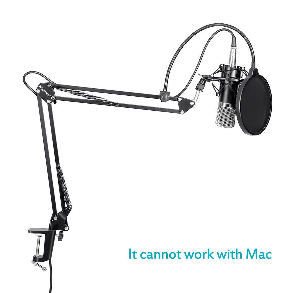 طقم مايكروفون NW-700 احترافي مع حامل مقصي وفلتر وحامل صدمات | NW-700 Professional Condenser Microphone Kit with Scissor Arm Stand Pop Filter Shock Mount