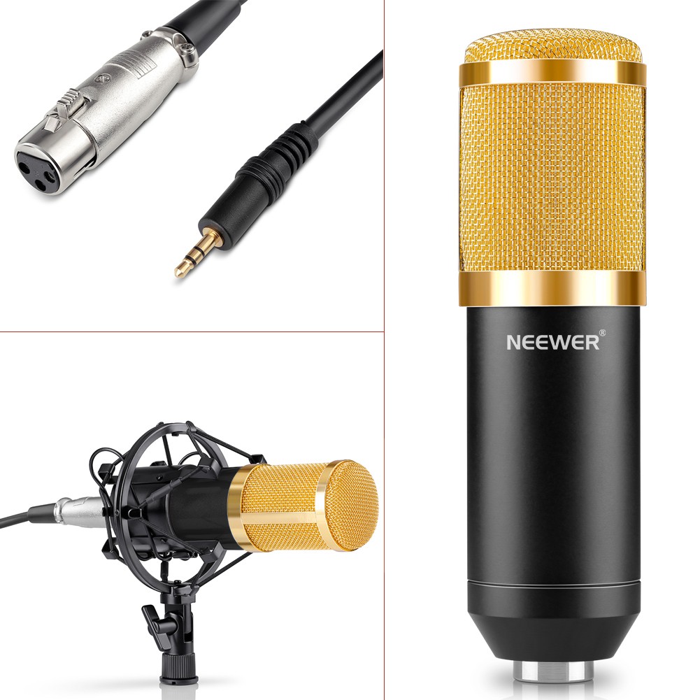 مايكروفون كوندنسر NW-800 مع حامل صدمات وكابل طاقة | NW-800 Condenser Microphone Shock Mount Power Cable