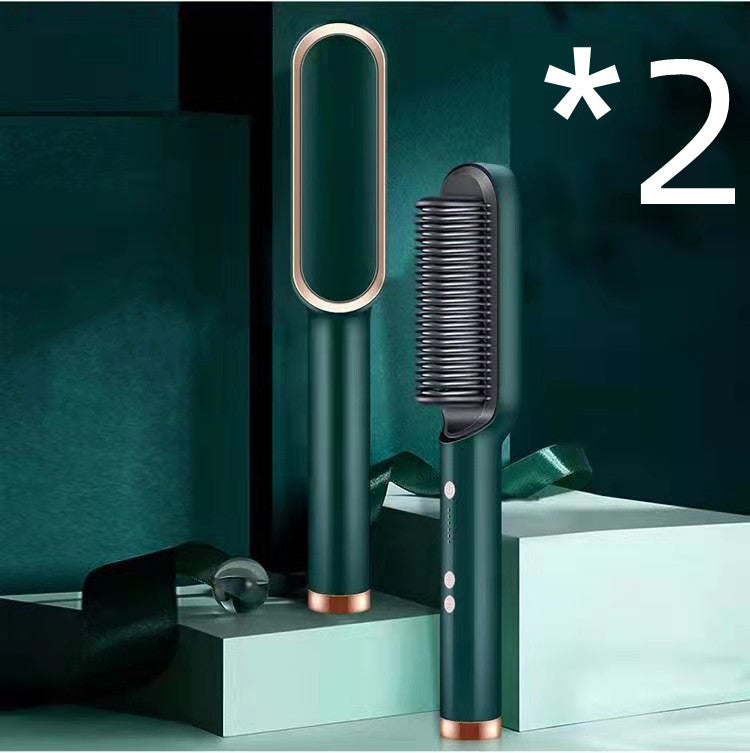 مكواة شعر 2 في 1 مع تجعيد | New 2 In 1 Hair Straightener Hot Comb Curling Tong Electric Hair Brush