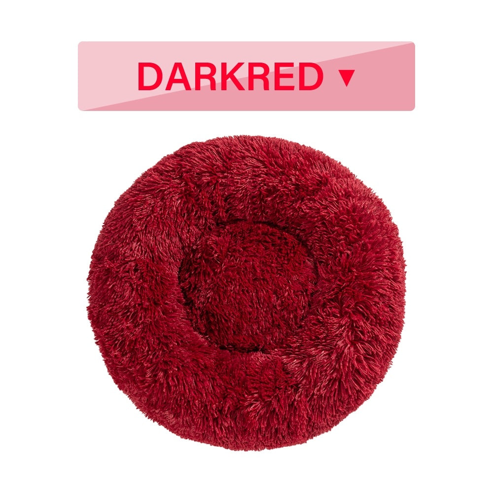 سرير كلاب دونات فخم ناعم ودافئ للحيوانات الأليفة | Fluffy Donut Dog Bed Warm Soft Long Plush Pet Cushion
