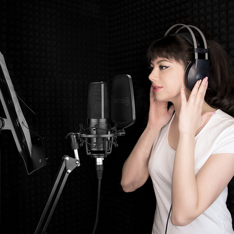 مايكروفون كوندنسر BOYA BY-M1000 بحجرة كبيرة للتسجيل والبث | BOYA BY-M1000 Large Diaphragm Condenser Microphone