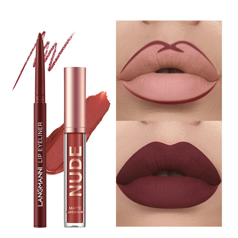 طقم أحمر شفاه مات ومحدد شفاه 12 قطعة مقاوم للماء | Lip Liner And Lipstick Makeup 12 Pcs Set 6 Matte Lipstick 6 Lip Liner Waterproof