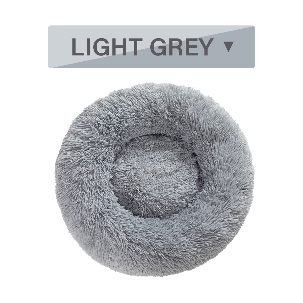 سرير كلاب دونات فخم ناعم ودافئ للحيوانات الأليفة | Fluffy Donut Dog Bed Warm Soft Long Plush Pet Cushion