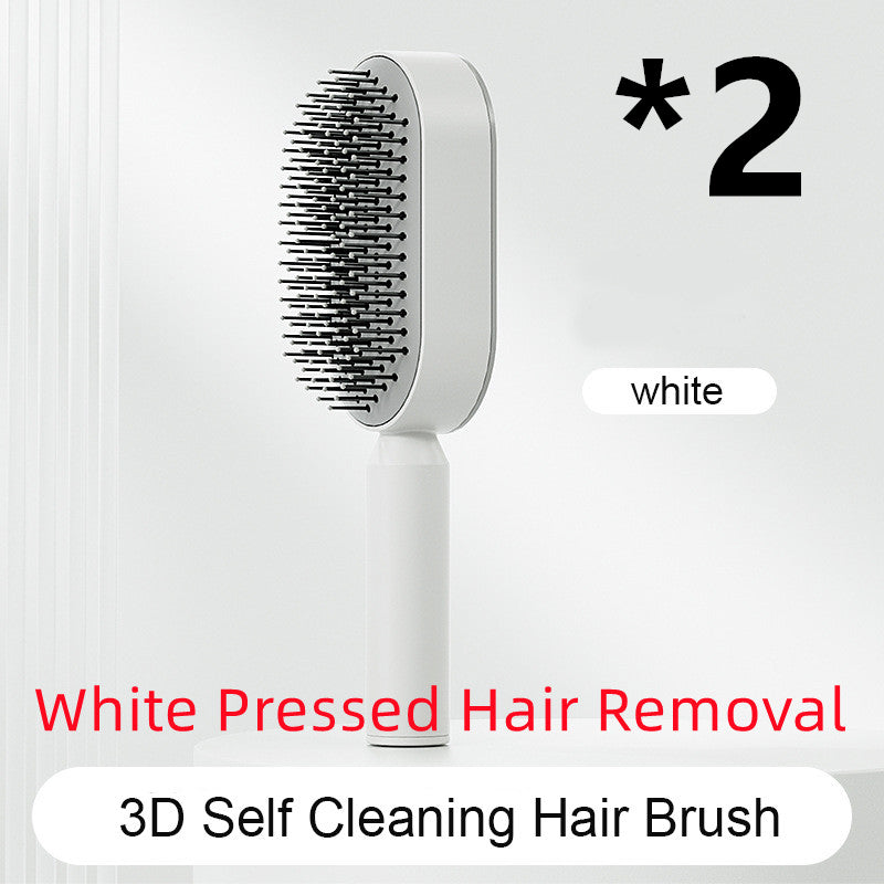 فرشاة شعر ذاتية التنظيف بضغطة واحدة مضادة للكهرباء لمساج فروة الرأس | Self Cleaning Hair Brush One-key Cleaning Anti-Static Airbag Massage Scalp Comb